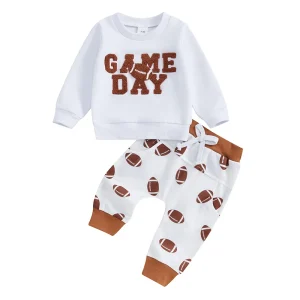 Baby 2Pcs Football Outfit Long Sleeve Sweatshirt Trousers
